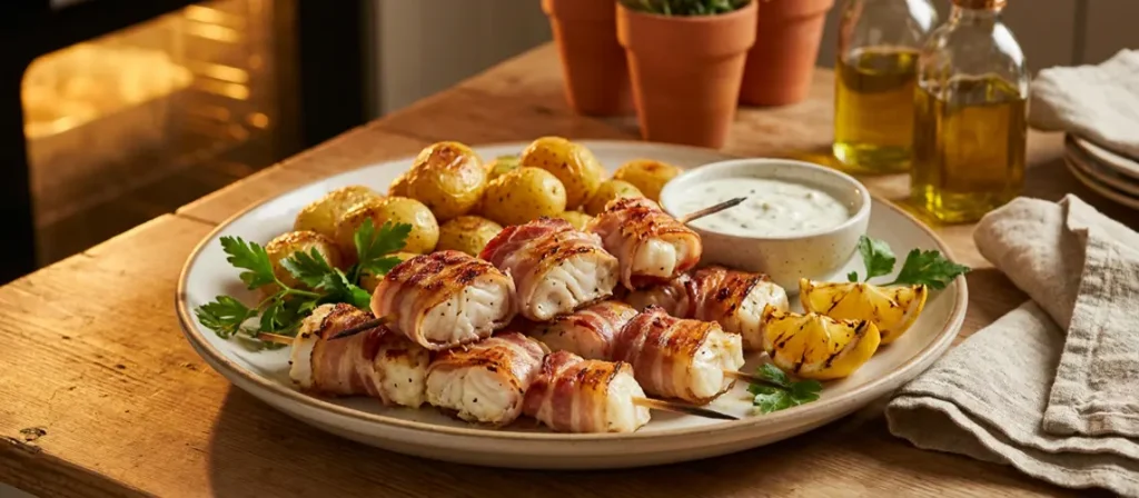 Fantastic Fish Skewers with Pancetta