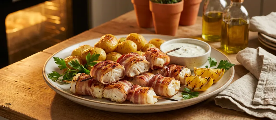 Fantastic Fish Skewers with Pancetta