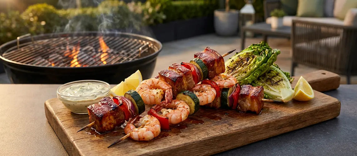 Pork and Langoustine Skewers