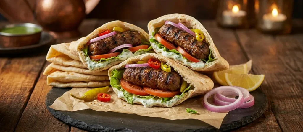 Spiced Lamb Kebab Pittas