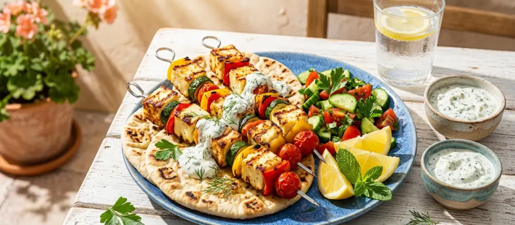 Halloumi and Vegetable Kebabs